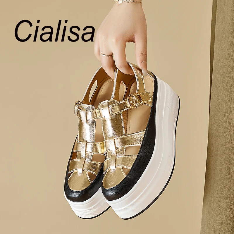 Cialisa Platform Sandals Summer New Style Genuine Leather Women Shoes Buckle Strap Silver High Heels Handmade Ladies Sandal 40
Cialisa Platform Sandals Summer New Style Genuine Leather Women Shoes Buckle Strap Silver High Heels Handmade Ladies Sandal 40