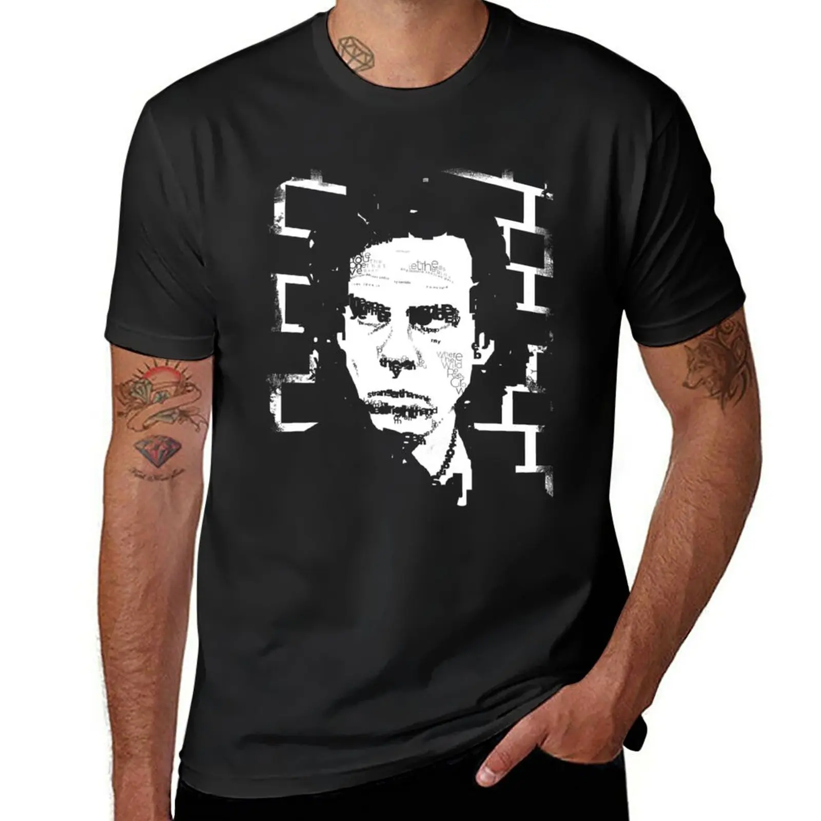

Nick Cave Typographic Portrait Art T-Shirt Aesthetic clothing sublime customizeds hippie clothes mens graphic t-shirts hip hop