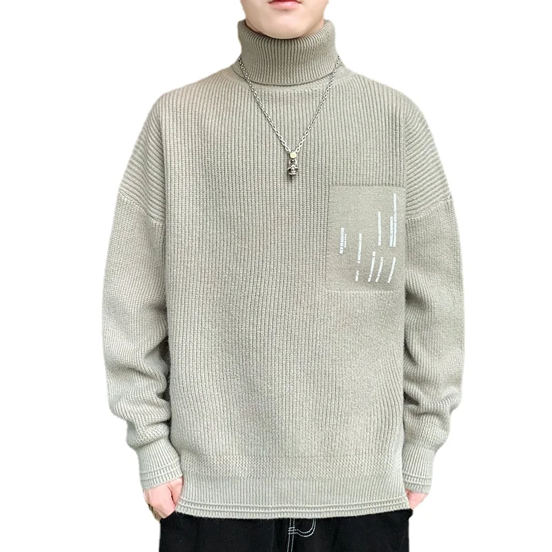 

2022 winter New Fashion Men's Turtleneck Sweater Solid Color Long Sleeve High Quality Winter Warm Knit Pullover