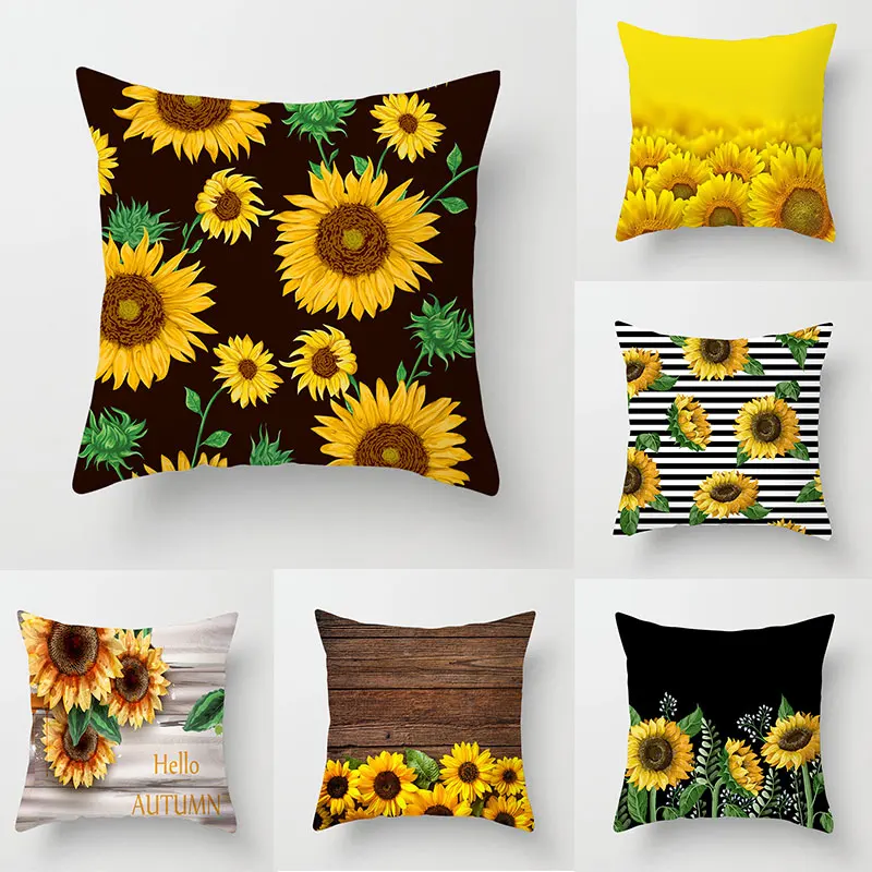 

45x45cm Luxury Sofa Cushions Pillows and Mattress Decoration Pillowcase Sunflower Cushion Cover Decorative Pillow Case