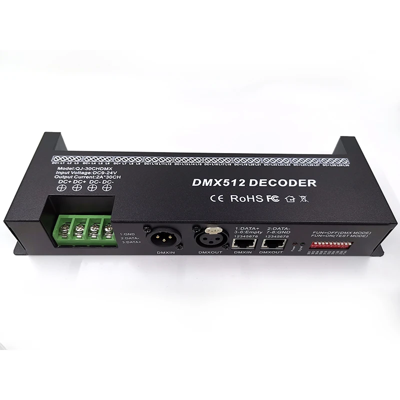 30-канальный RGB DMX512 декодер, контроллер светодиодной ленты 60A DMX, диммер, Входная деталь, 30 каналов, декодер DMX, управление освещением
30-канальный RGB DMX512 декодер, контроллер светодиодной ленты 60A DMX, диммер, Входная деталь, 30 каналов, декодер DMX, управление освещением