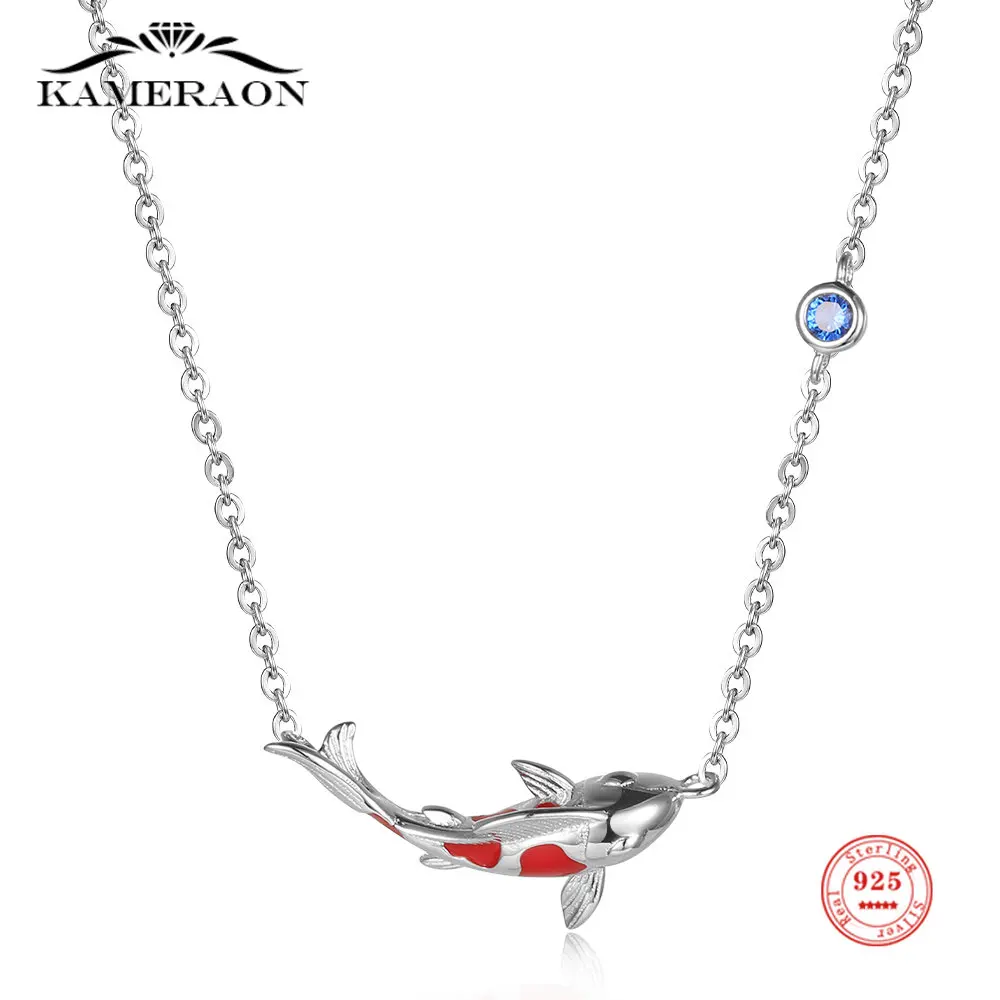 925 Silver Lucky Koi Fish Pendant Necklaces for Women Red Luck Cyprinoid Clavicle Chain Necklace Female Party Christmas Jewelry
925 Silver Lucky Koi Fish Pendant Necklaces for Women Red Luck Cyprinoid Clavicle Chain Necklace Female Party Christmas Jewelry