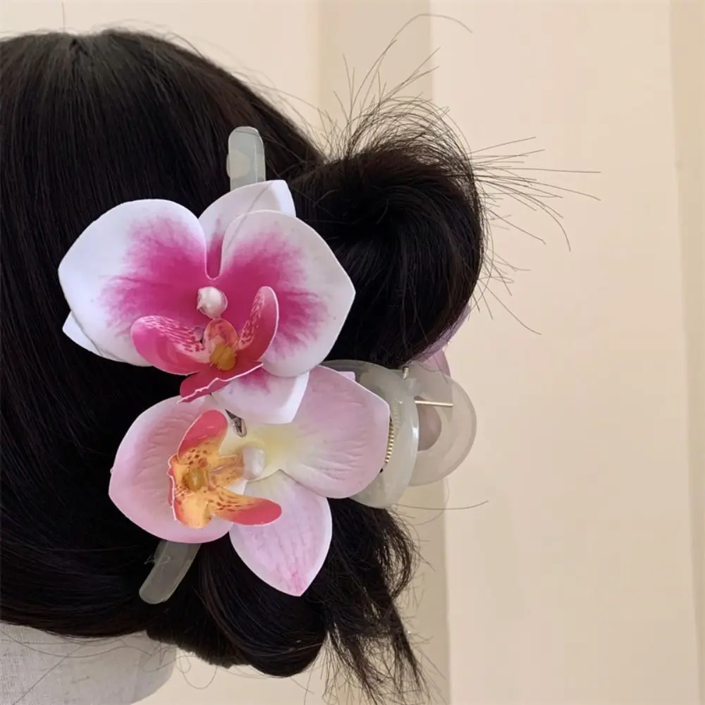 

Butterfly Orchid Flower Hair Claw Bohemia Barrettes Cloth Orchid Hair Clip Cute Hairpin Ponytail Clip Large Shark Clip Girl