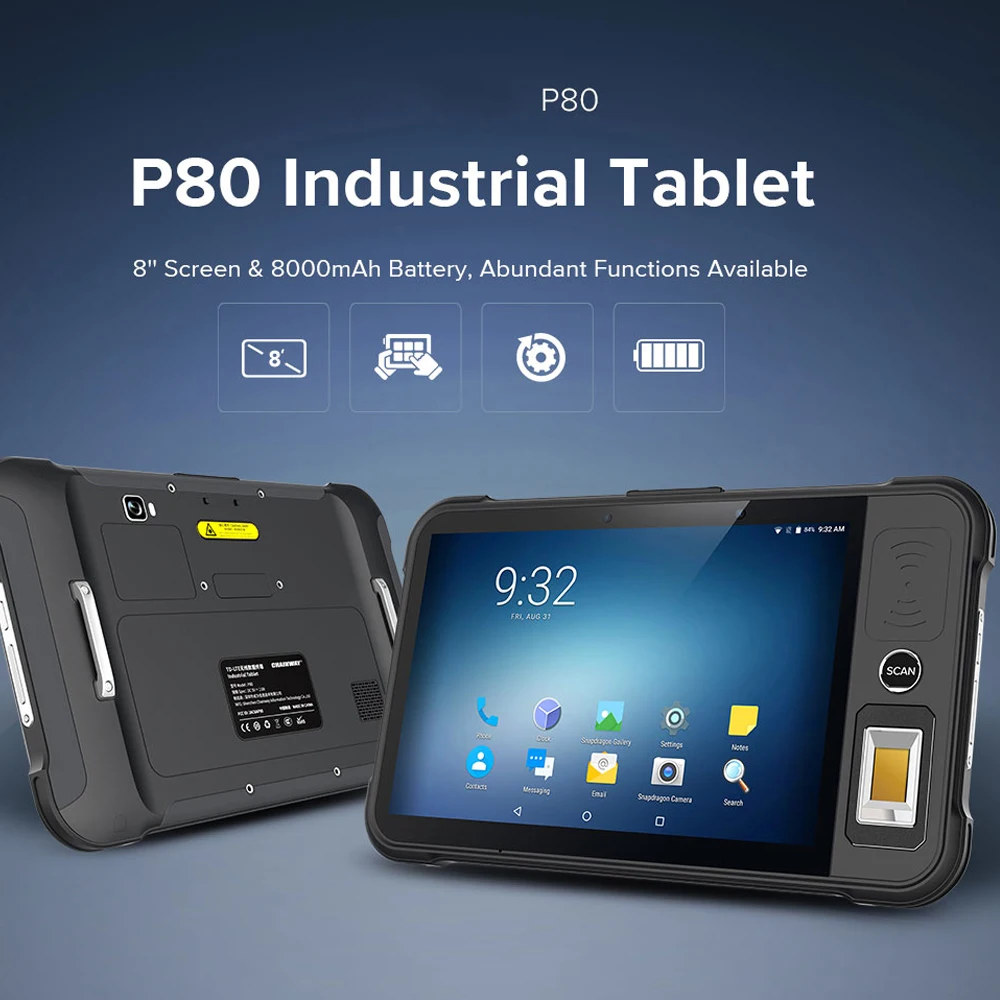 

Industrial Rugged Tablet Qualcomm SDM450 8 Inch Android 9.0 RAM 3GB ROM 32GB Waterproof Fingerprint Reader 2D Barcode Scanner