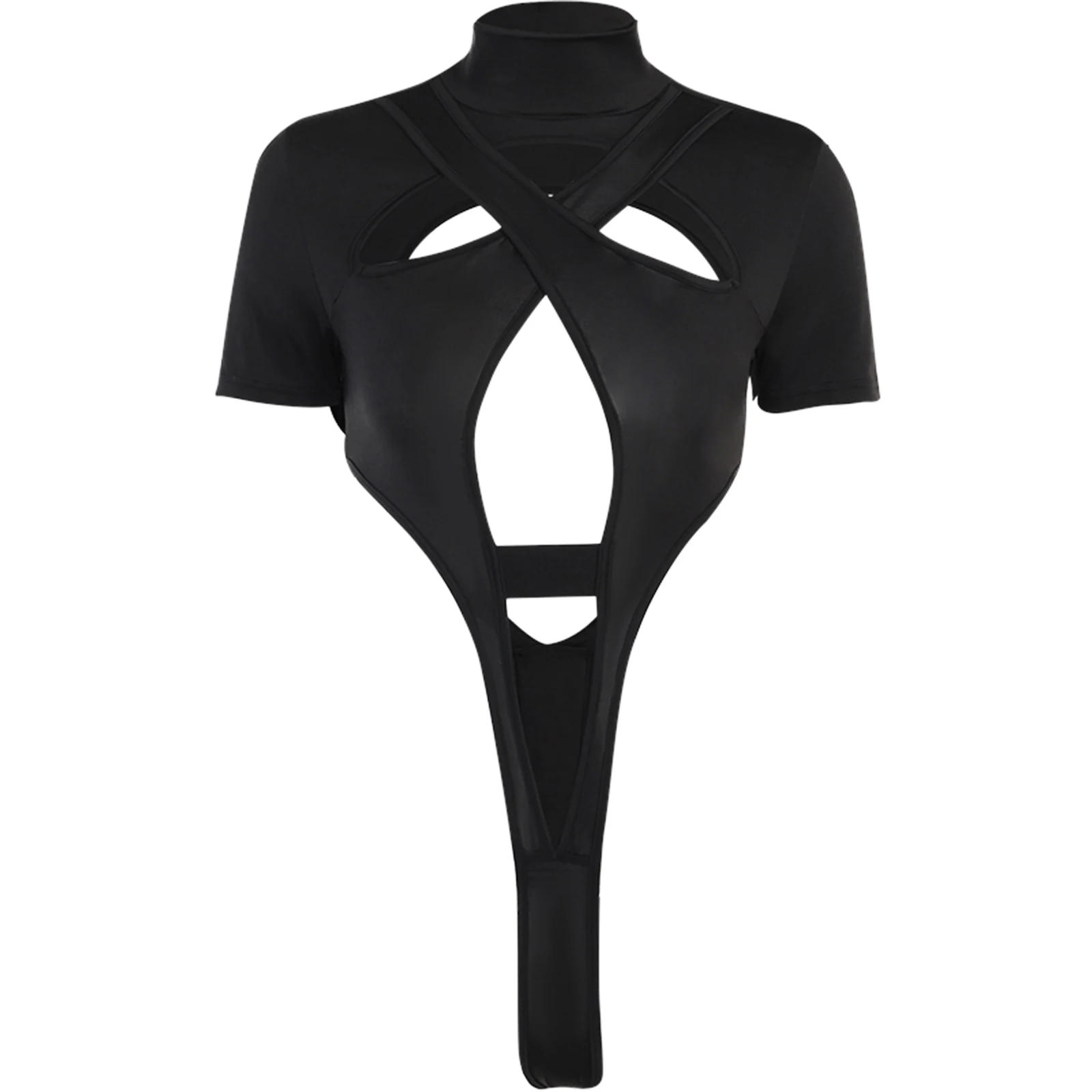 Women Sexy Hollow Out Bodysuit Mock Neck Short Sleeve Gothic Leotard Top Backless Skinny High Cut Jumpsuit for Rave Party Club
Women Sexy Hollow Out Bodysuit Mock Neck Short Sleeve Gothic Leotard Top Backless Skinny High Cut Jumpsuit for Rave Party Club
