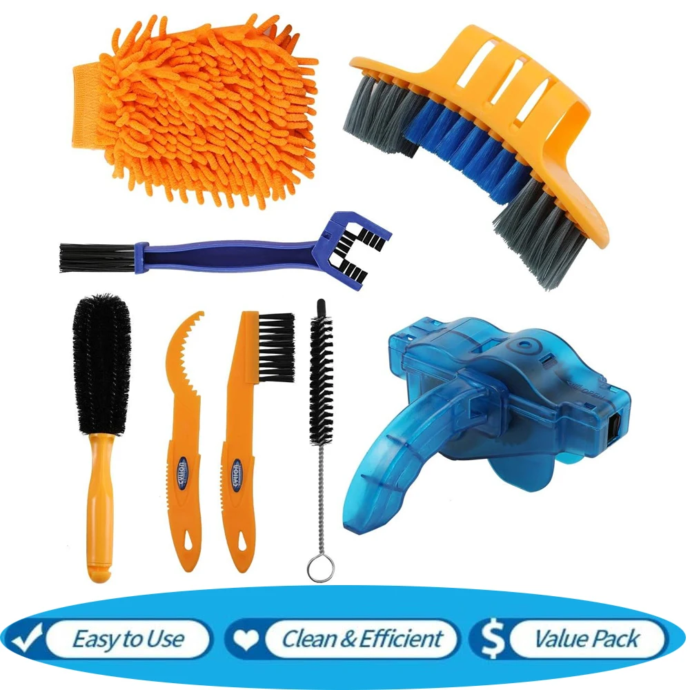 8 Pieces Precision Bicycle Cleaning Brush Tool Including Bike Chain Scrubber suitable for Mountain Road BMX Bike and Folding
8 Pieces Precision Bicycle Cleaning Brush Tool Including Bike Chain Scrubber suitable for Mountain Road BMX Bike and Folding