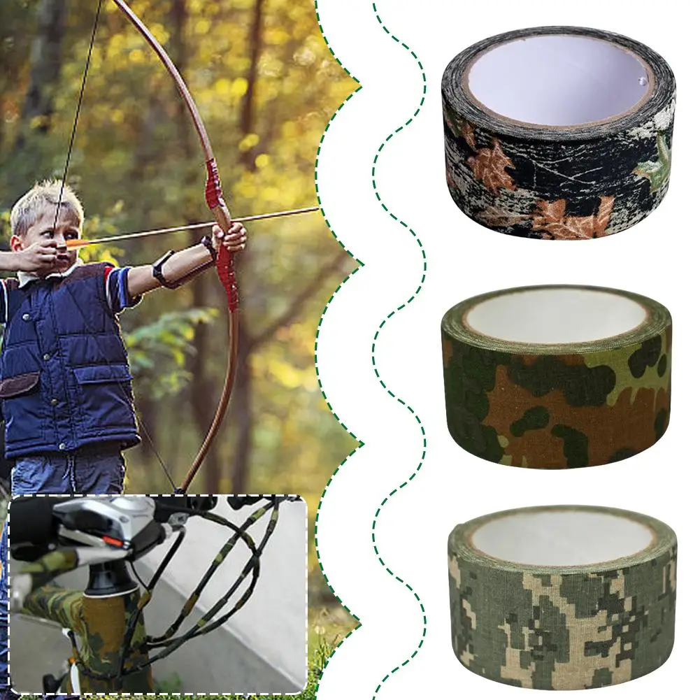 

5CM* 10M Self-Adhesive Camouflage Camo Tape Wrap Camouflage Hunting Stealth Re-Useable For Outdoor Camping Hunting L3W0