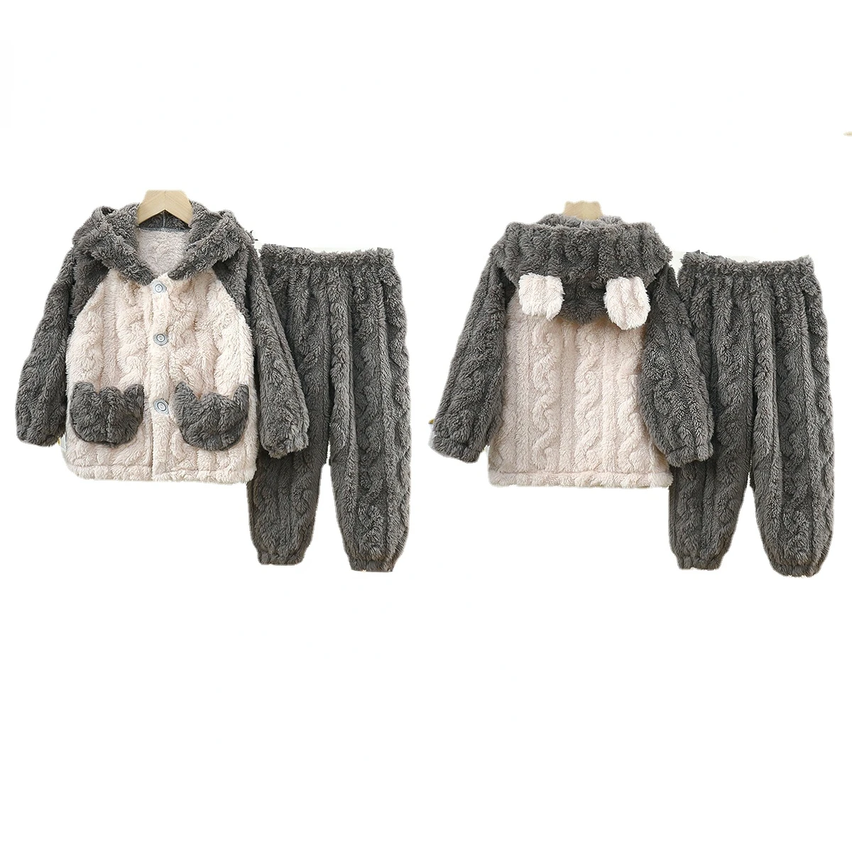 Одежда для маленьких мальчиков и девочек, пижамный комплект, плотная фланелевая флисовая одежда для сна для малышей, теплая одежда для сна с медведем, детский домашний костюм на осень/зиму 
Одежда для маленьких мальчиков и девочек, пижамный комплект, плотная фланелевая флисовая одежда для сна для малышей, теплая одежда для сна с медведем, детский домашний костюм на осень/зиму