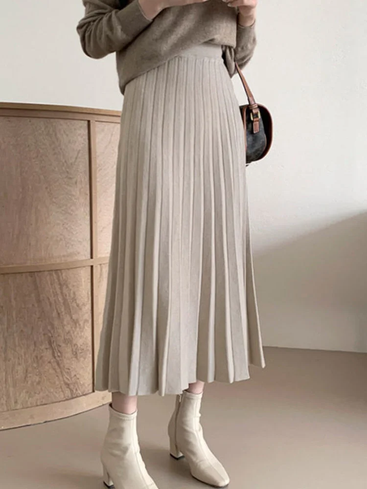 Elegant Women's High Waist A-line Skirt 2023 Spring Autumn New Korean Chic Solid Color Knitted Pleated Warm Skirts M221
Elegant Women's High Waist A-line Skirt 2023 Spring Autumn New Korean Chic Solid Color Knitted Pleated Warm Skirts M221