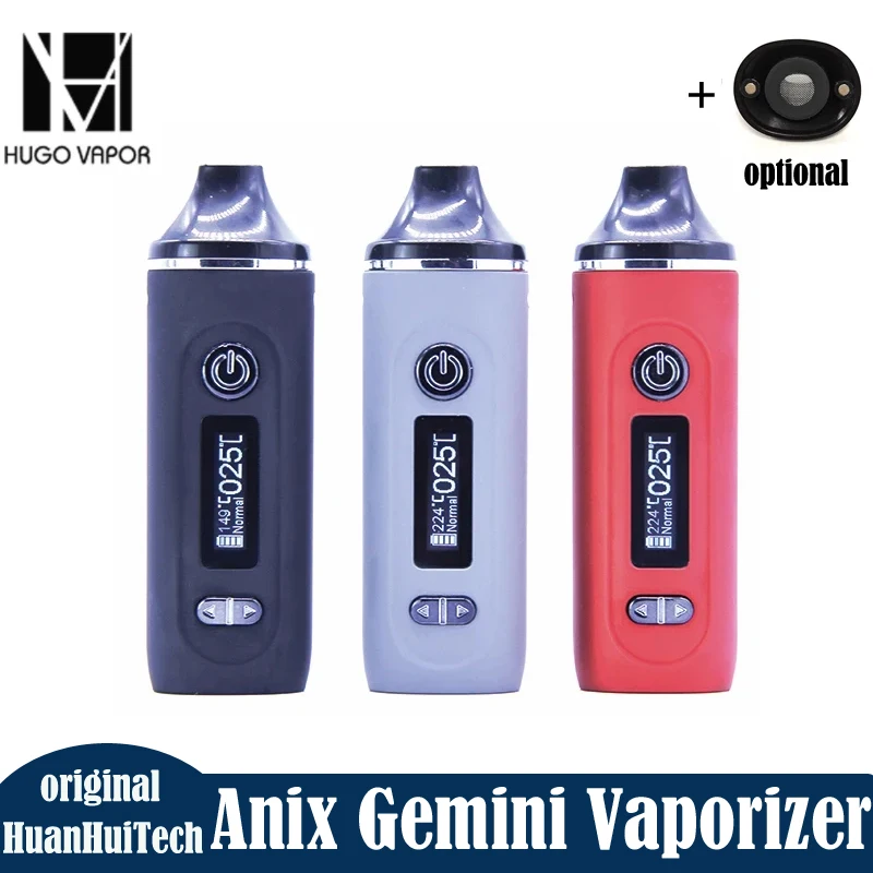 

Original Anix Gemini Dry Herb Vaporizer Kit 2200mAh Battery Stainless Steel Heating Chamber With OLED Screen Vape pen Herbal Kit