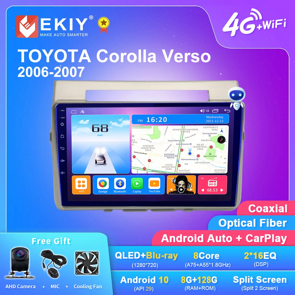 EKIY T7 For Toyota Corolla Verso 2006+ Car Radio Multimedia Video Android auto Carplay DSP Android 10 DVD Player 2Din GPS Navi
EKIY T7 For Toyota Corolla Verso 2006+ Car Radio Multimedia Video Android auto Carplay DSP Android 10 DVD Player 2Din GPS Navi