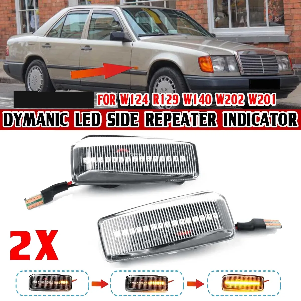 

Автомобильный динамический боковой маркер светильник, указатель поворота для Mercedes Benz C E S SL CLASS W201 190 W202 W124 W140 R129