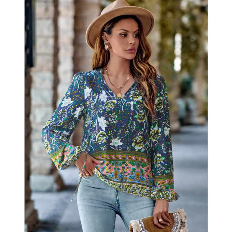 Printed Blouse Women V Neck Long Sleeve Shirts Female Tunic Tops Bohemian Floral Blouse Femininas Loose Buttons Chemise y2k S-XL
Printed Blouse Women V Neck Long Sleeve Shirts Female Tunic Tops Bohemian Floral Blouse Femininas Loose Buttons Chemise y2k S-XL