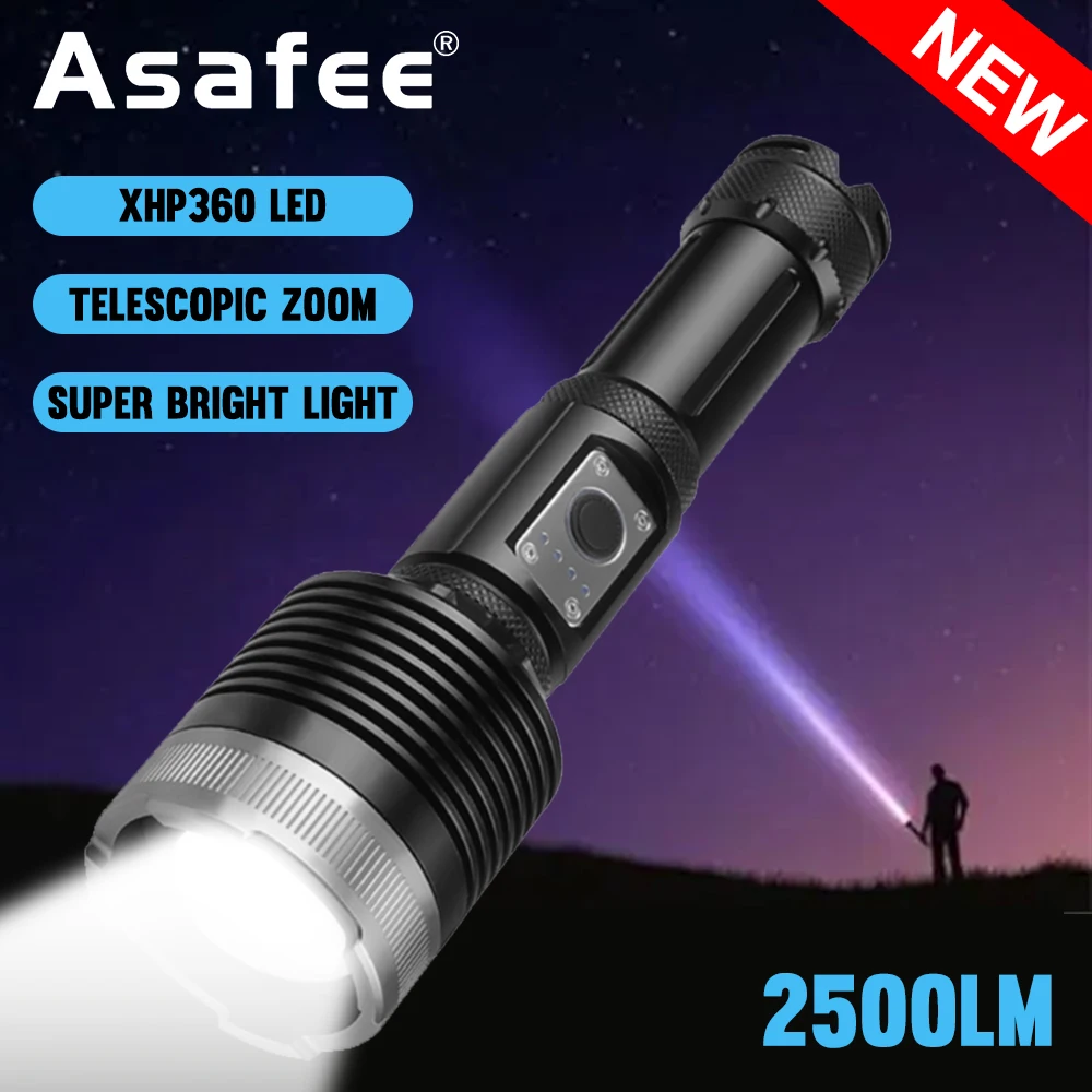 Multi Functional Strong Lighting High-power Torch XHP360 Super Bright Lamp Beads Long-range USB Lights Hunting Flashlight
Multi Functional Strong Lighting High-power Torch XHP360 Super Bright Lamp Beads Long-range USB Lights Hunting Flashlight