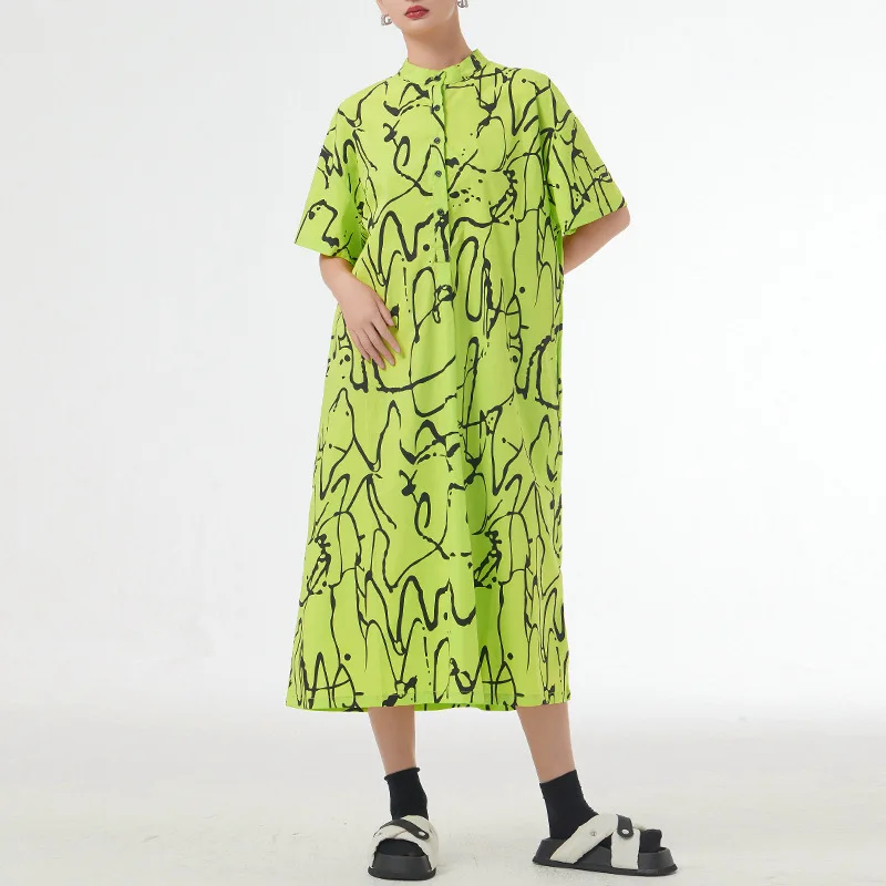 Graffiti Printed Short Sleeved Dress for Women In Summer Streetwear Vintage Loose Casual Straight Long Shirt Dresses Lady 86023
Graffiti Printed Short Sleeved Dress for Women In Summer Streetwear Vintage Loose Casual Straight Long Shirt Dresses Lady 86023