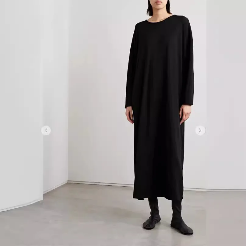 Crewneck Dress American Minimalist Velvet Cotton Dropped Shoulder Sleeves Loose Silhouette Maxi Dress T-shirt long Skirt
Crewneck Dress American Minimalist Velvet Cotton Dropped Shoulder Sleeves Loose Silhouette Maxi Dress T-shirt long Skirt