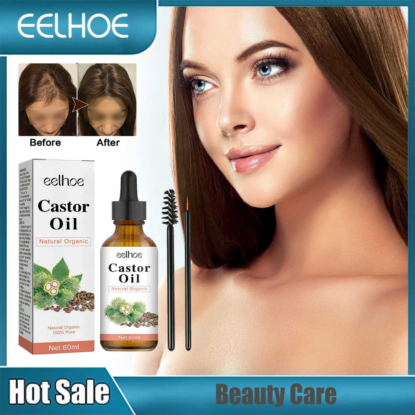 

EELHOE Hair Growth Essential Oil Scalp Nourishing Treatment Anti Hair Loss Castor Oil Serum Beauty Health Damaged Hair Repairing