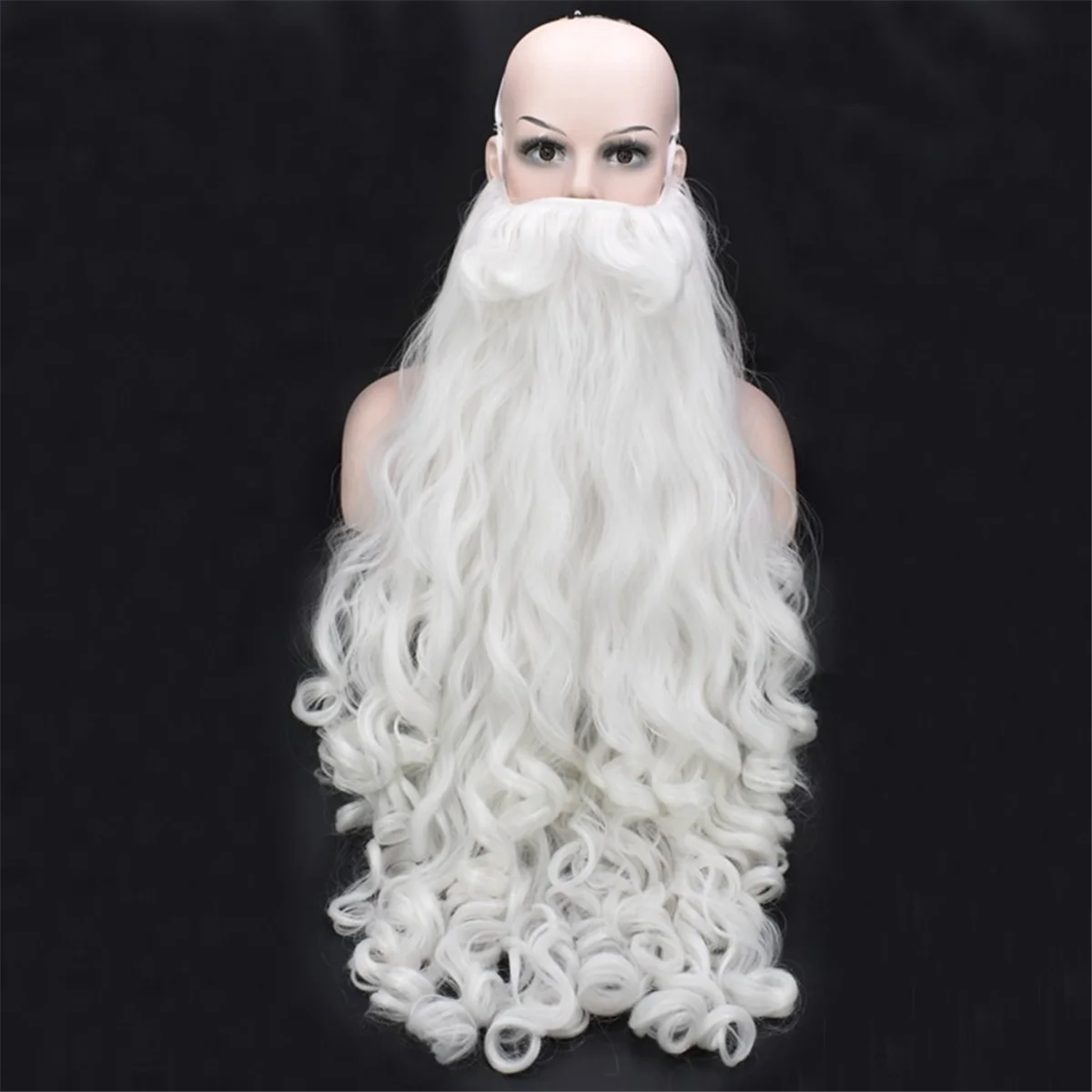 

Christmas Cosplay Wig Beard Santa Claus Beard Wig White Curly Long Synthetic Hair Adult Cosplay