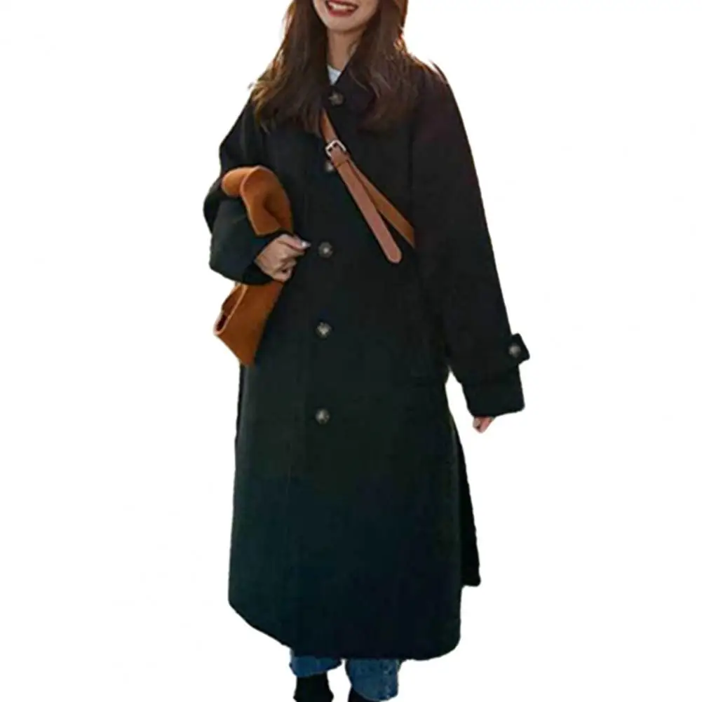 

Women Jacket Stylish Winter Women's Overcoat with Belt Warm Windproof Mid Length Coat for Commute Loose Fit Turn-down Collar