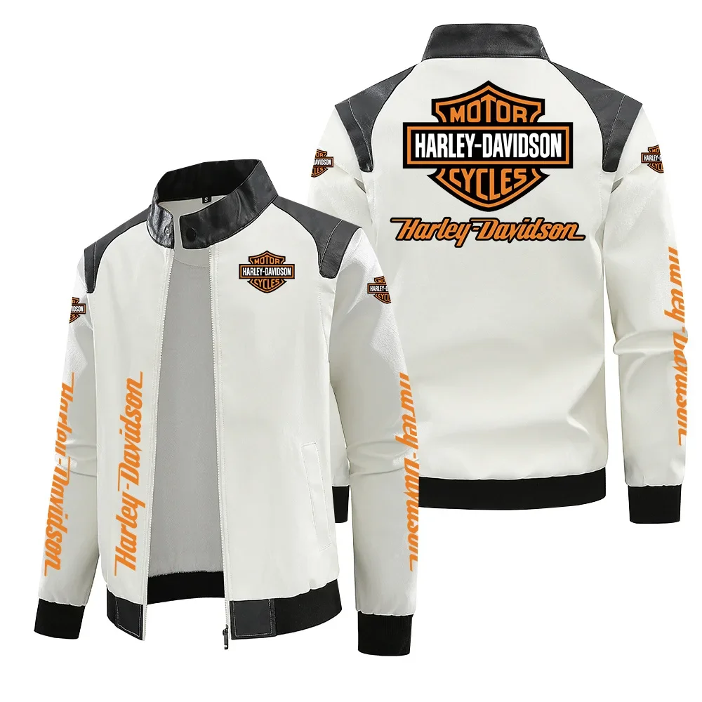 سترة دراجات نارية جديدة بطباعة هارلي ديفيدسون للخريف والشتاء، سترة جلدية صناعية دافئة للرياضات الخارجية مقاومة للماء سترة دراجات نارية جديدة بطباعة هارلي ديفيدسون للخريف والشتاء، سترة جلدية صناعية دافئة للرياضات الخارجية مقاومة للماء