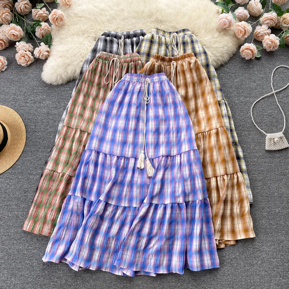 Fashion Retro Plaid A-line Skirts Womens 2022 Summer New High-Waist All-match Casual Loose Midi Skirt For Women
Fashion Retro Plaid A-line Skirts Womens 2022 Summer New High-Waist All-match Casual Loose Midi Skirt For Women