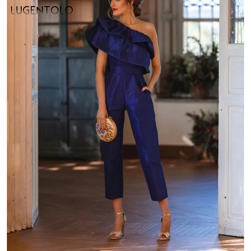 Women Elegant Jumpsuits Sleeveless Off-the-shoulder Ruffled Sexy Royal Blue Lady Summer Pencil Skinny Temperament Jumpsuit
Women Elegant Jumpsuits Sleeveless Off-the-shoulder Ruffled Sexy Royal Blue Lady Summer Pencil Skinny Temperament Jumpsuit