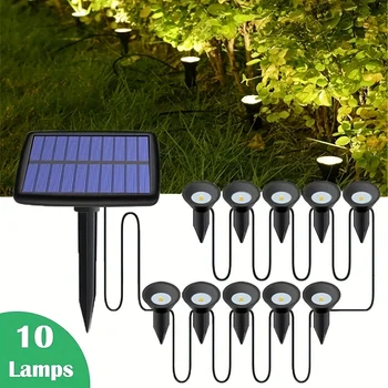 10PCS Solar Lawn Lamp Garden Pathway Decor Outdoor Waterproof Flowerpot String Lights Home Festival LED Decoration Lantern Stake