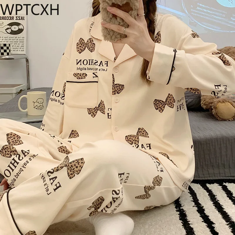 Women's Pajamas Spring Autumn Sleepwear Cardigan Long Sleeve Two Piece Trousers Lapel Home Suit Cartoon Sweet Cute Loungewear
Women's Pajamas Spring Autumn Sleepwear Cardigan Long Sleeve Two Piece Trousers Lapel Home Suit Cartoon Sweet Cute Loungewear