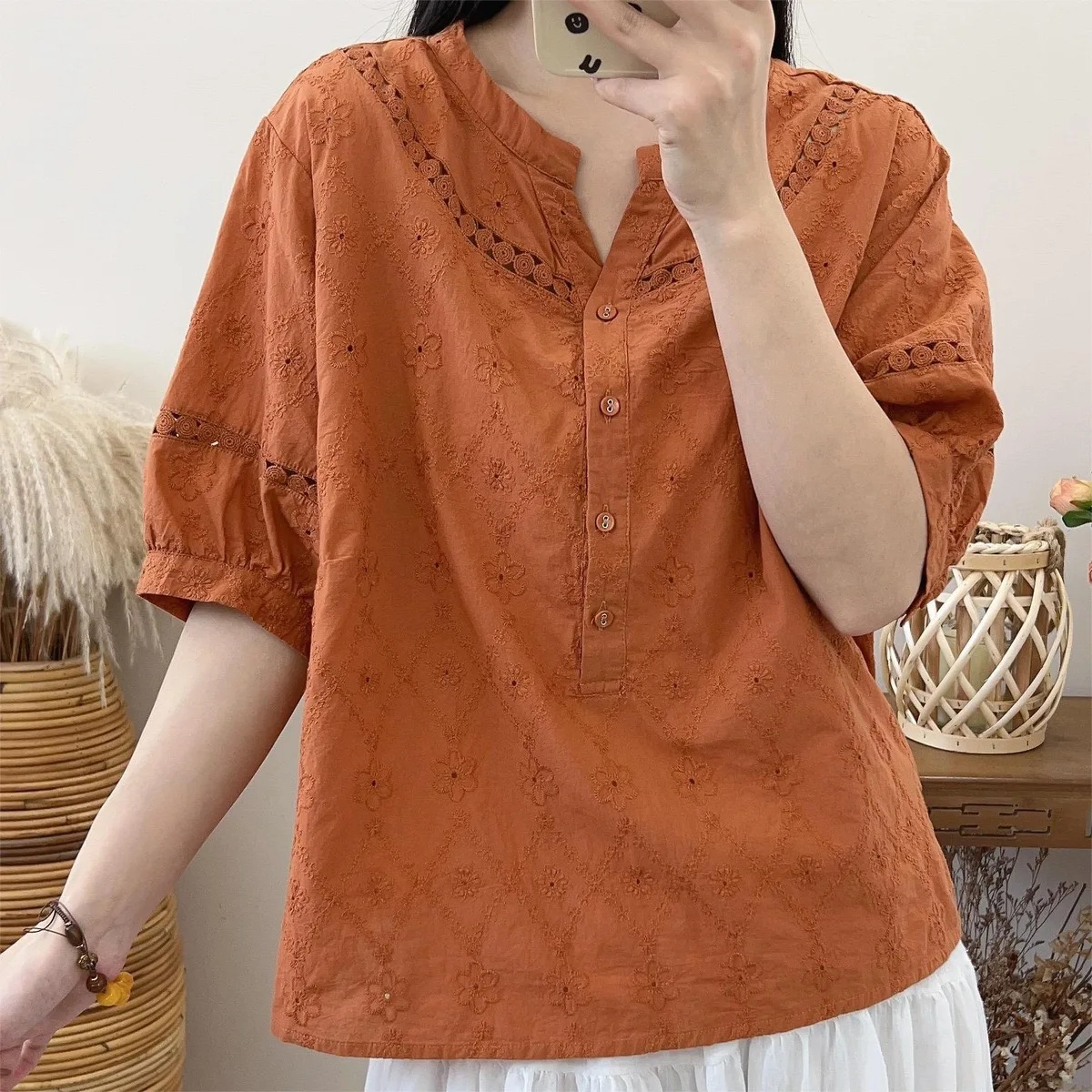 Womens Boho Embroidered Shirts and Blouses Plus Size Shirts Short Sleeve Ladies Loose Blouse V-Neck Lace Tops Oversized
Womens Boho Embroidered Shirts and Blouses Plus Size Shirts Short Sleeve Ladies Loose Blouse V-Neck Lace Tops Oversized