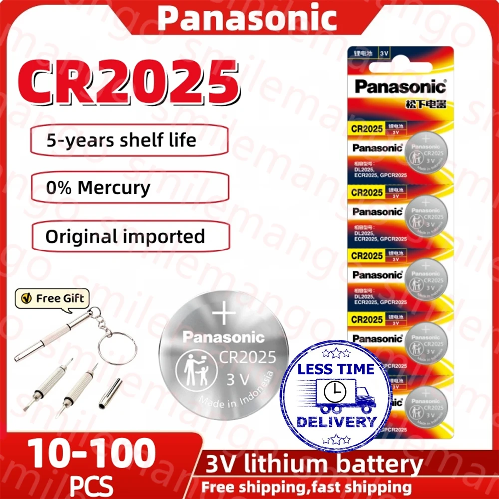 

10-100 шт. литиевая батарея Panasonic CR2025 CR 2025 3 в KCR2025 DL2025 для автомобиля пульт дистанционного управления часы кнопка монеты ячейки