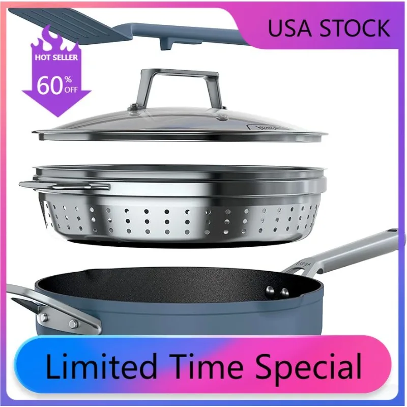 Home Kitchen Ninja CW102BL Foodi NeverStick PossiblePan, Premium Set with 4-Quart Capacity Pan,
Home Kitchen Ninja CW102BL Foodi NeverStick PossiblePan, Premium Set with 4-Quart Capacity Pan,