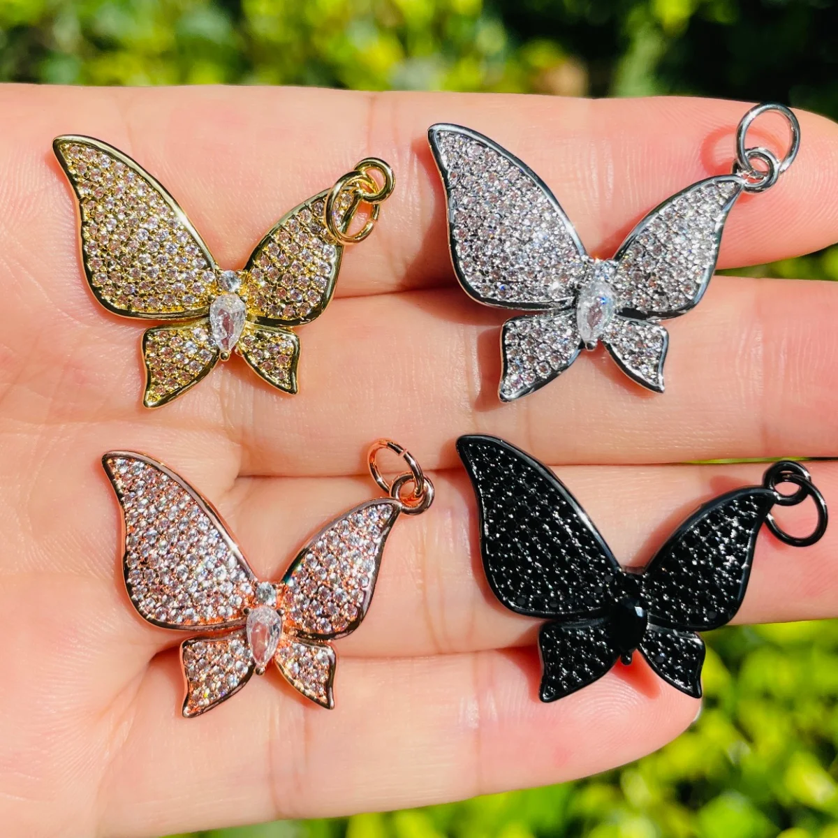 

5pcs Cubic Zirconia Pave Butterfly Charm for Women Bracelet Necklace Making Exquisite Pendant Handcraft Jewelry Accessory Supply