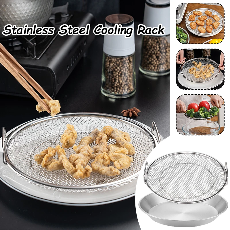 1Pcs Home Cooling Rack with Handle Round Stainless Steel Wire Bbq Drain Pan New Fried Chicken Wings and French Fries Net Frame
1Pcs Home Cooling Rack with Handle Round Stainless Steel Wire Bbq Drain Pan New Fried Chicken Wings and French Fries Net Frame