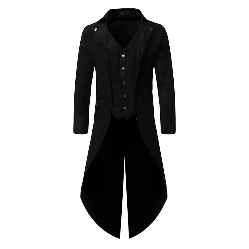 Viking Men Renaissance Pirate Gothic Jacket Tuxedo Steampunk Costume Coat Medieval Formal Black Tailcoat Mens Homme Coats
Viking Men Renaissance Pirate Gothic Jacket Tuxedo Steampunk Costume Coat Medieval Formal Black Tailcoat Mens Homme Coats