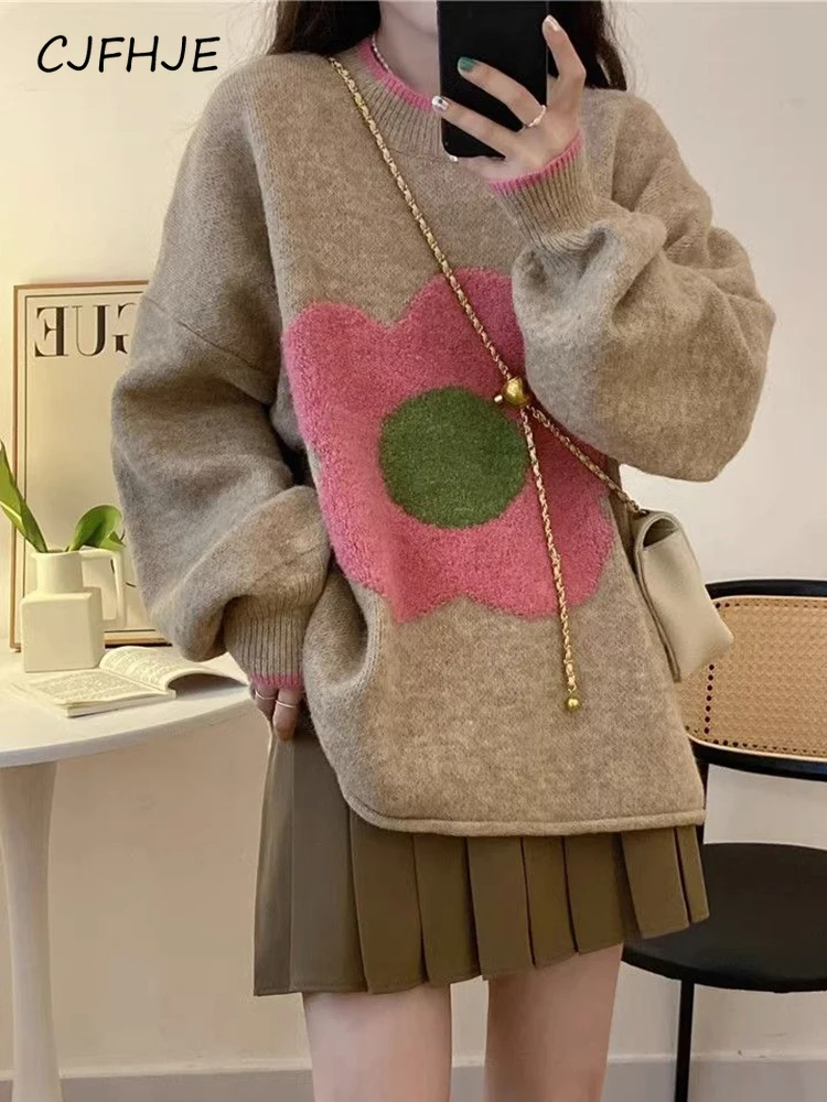 CJFHJE Cute Flower Women Oversize Knitted Sweater Sweet Korean Fashion Jumpers Fall Winter Preppy Style Loose O Neck Casual Tops
CJFHJE Cute Flower Women Oversize Knitted Sweater Sweet Korean Fashion Jumpers Fall Winter Preppy Style Loose O Neck Casual Tops