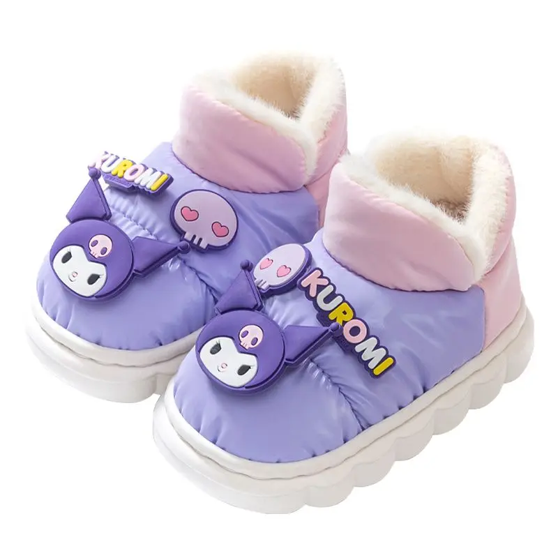 

Sanrio Series Children's Cotton Shoes Winter Warm Waterproof Thick Soles Outside To Wear Short Tube Cartoon Kuromi Snow Boots