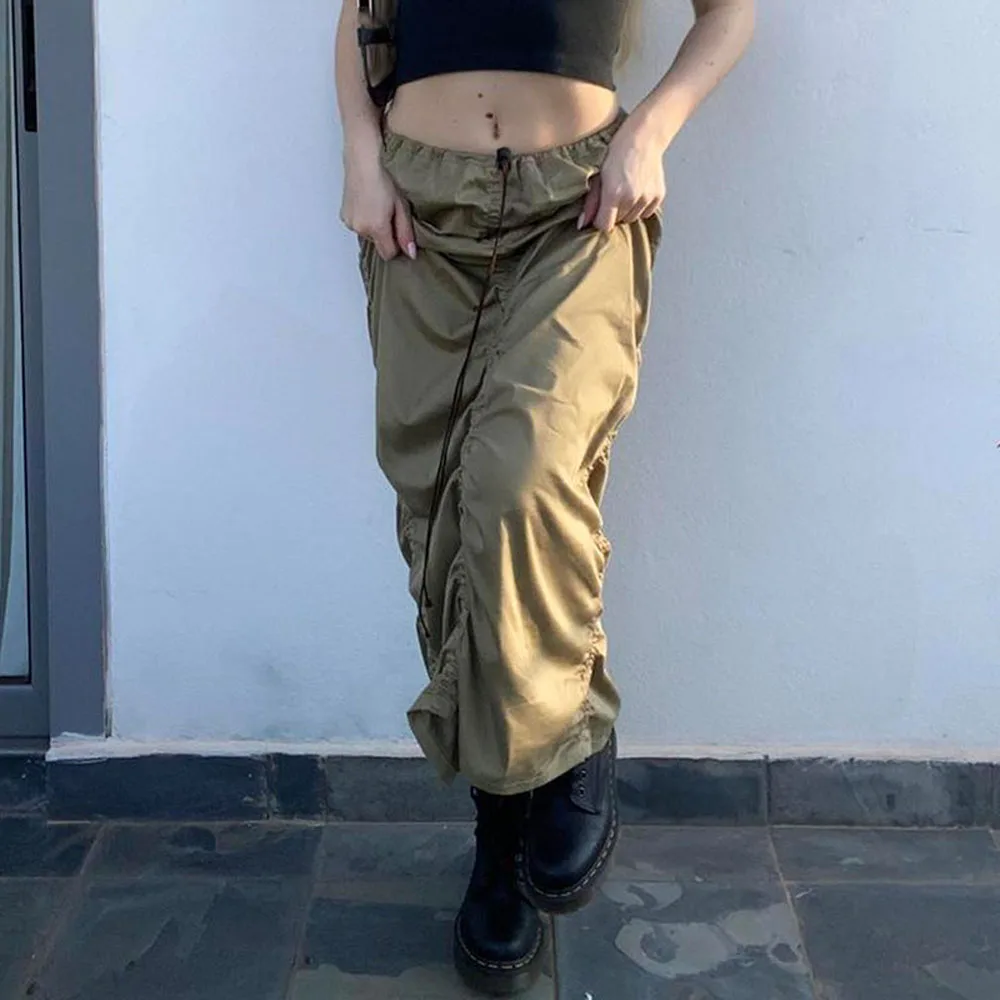 Adjustable Ruched Drawstring Cargo Long Skirt Hot Gils Ladies Low Rise Straight Skirt Casual Outfit 
Adjustable Ruched Drawstring Cargo Long Skirt Hot Gils Ladies Low Rise Straight Skirt Casual Outfit