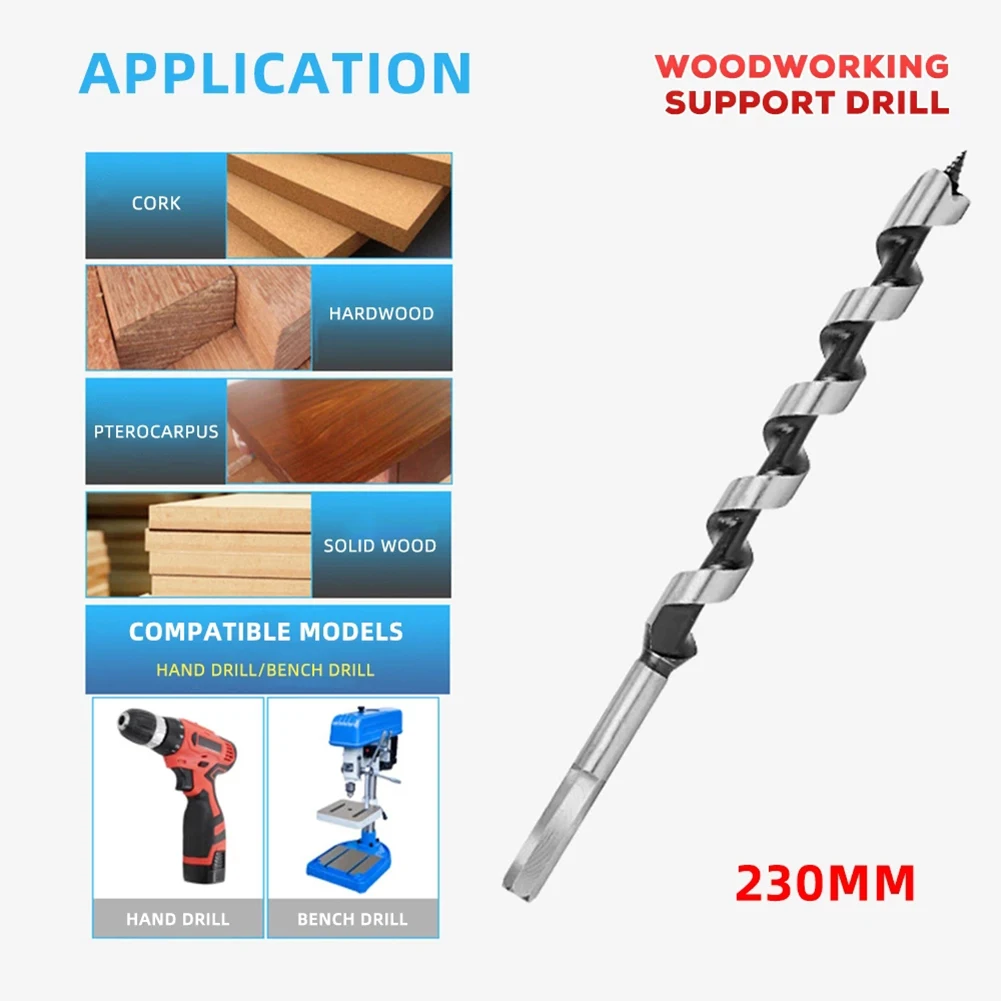 230mm Long Drill Bit Woodworking Center Auger Hex Shank High Carbon Steel For Metal Wood Drilling Tools 6-25mm DIY Home
230mm Long Drill Bit Woodworking Center Auger Hex Shank High Carbon Steel For Metal Wood Drilling Tools 6-25mm DIY Home
