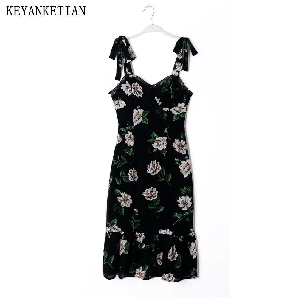 KEYANKETIAN Summer New Garden Print Underwear Adjustable Sling Dress Slim French Style Cascading Ladies Chiffon MIDI Dress
KEYANKETIAN Summer New Garden Print Underwear Adjustable Sling Dress Slim French Style Cascading Ladies Chiffon MIDI Dress