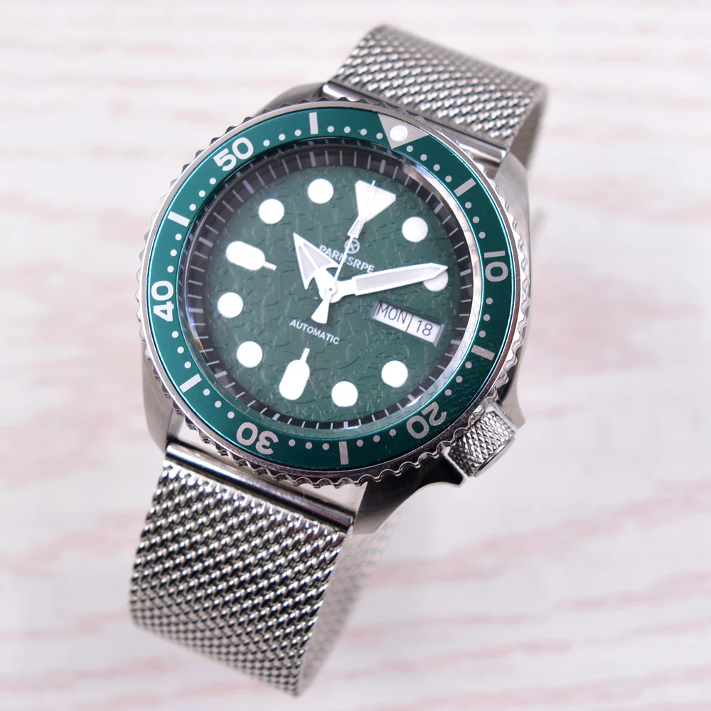 42MM Luxury PARNSRPE Sapphire glass NH36A Automatic Mens Watch luminous Green dial steel bracelet Men Mechanical Watches
42MM Luxury PARNSRPE Sapphire glass NH36A Automatic Mens Watch luminous Green dial steel bracelet Men Mechanical Watches