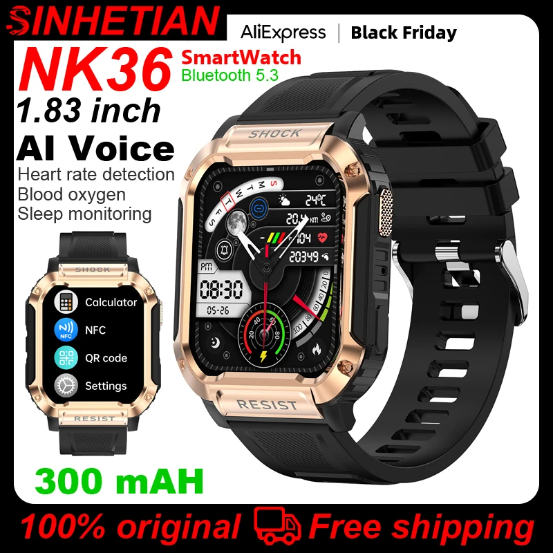 NK36 1.83 Inch AI Voice Smart Watch For Men Women Multi-sports Mode Bracelet Blood Oxygen Monitoring Phone Bluetooth Music Play 
NK36 1.83 Inch AI Voice Smart Watch For Men Women Multi-sports Mode Bracelet Blood Oxygen Monitoring Phone Bluetooth Music Play