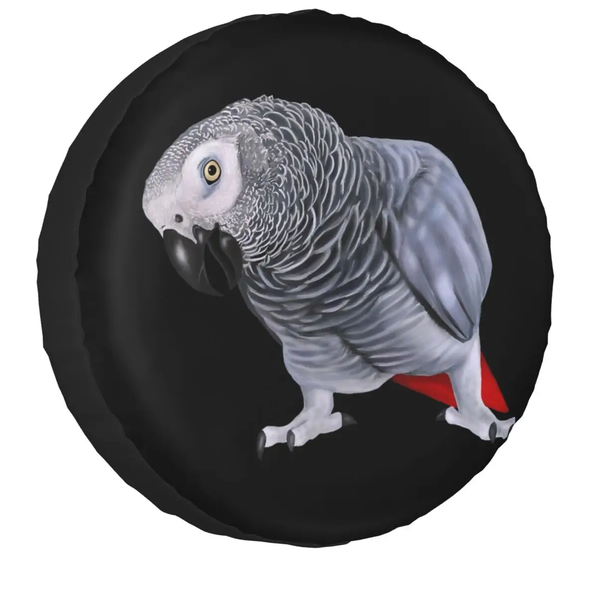 

African Grey Parrot Bird Spare Tire Cover for Jeep Psittacine SUV Trailer Car Wheel Protectors Accessories 14-17Inch