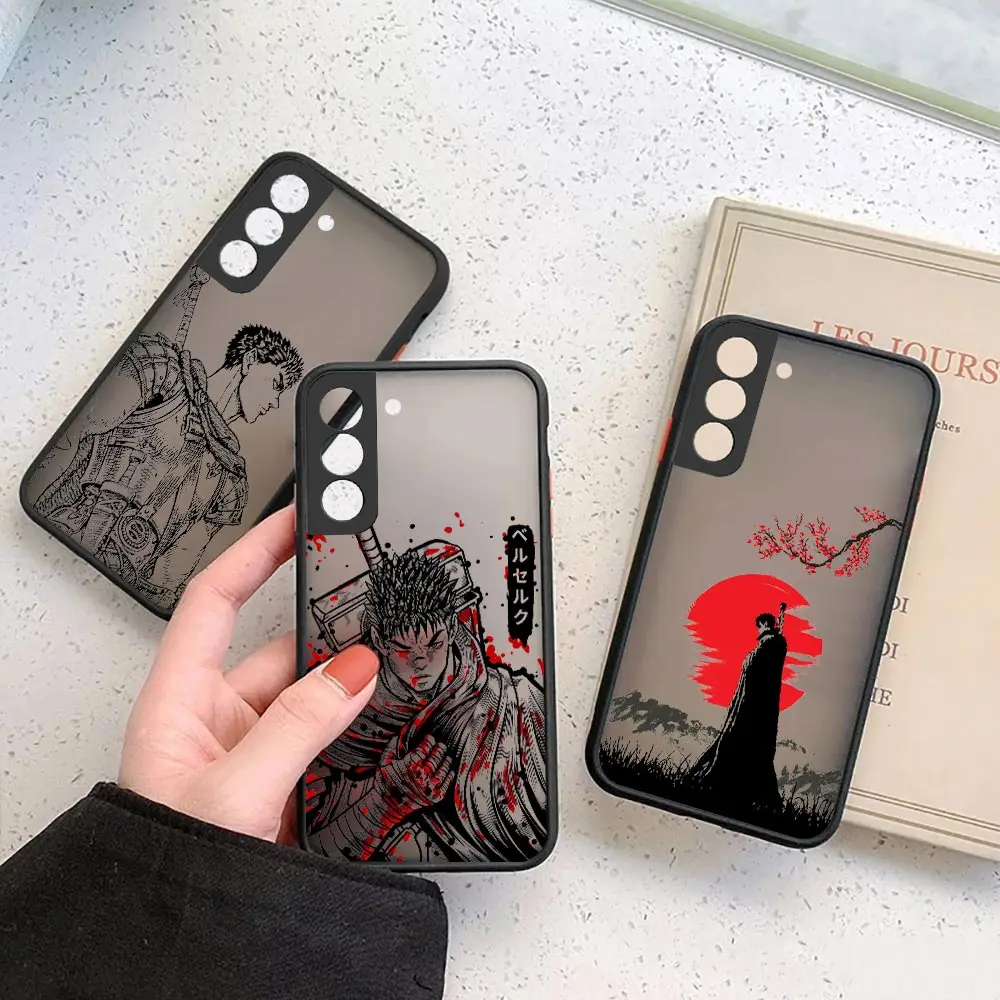 

Black Berserk Guts Anime Matte Phone Case For Samsung Galaxy S23 S22 S21 S20 Ultra FE S11 S11E S10 S9 S8 Plus Lite 5G Cover Capa