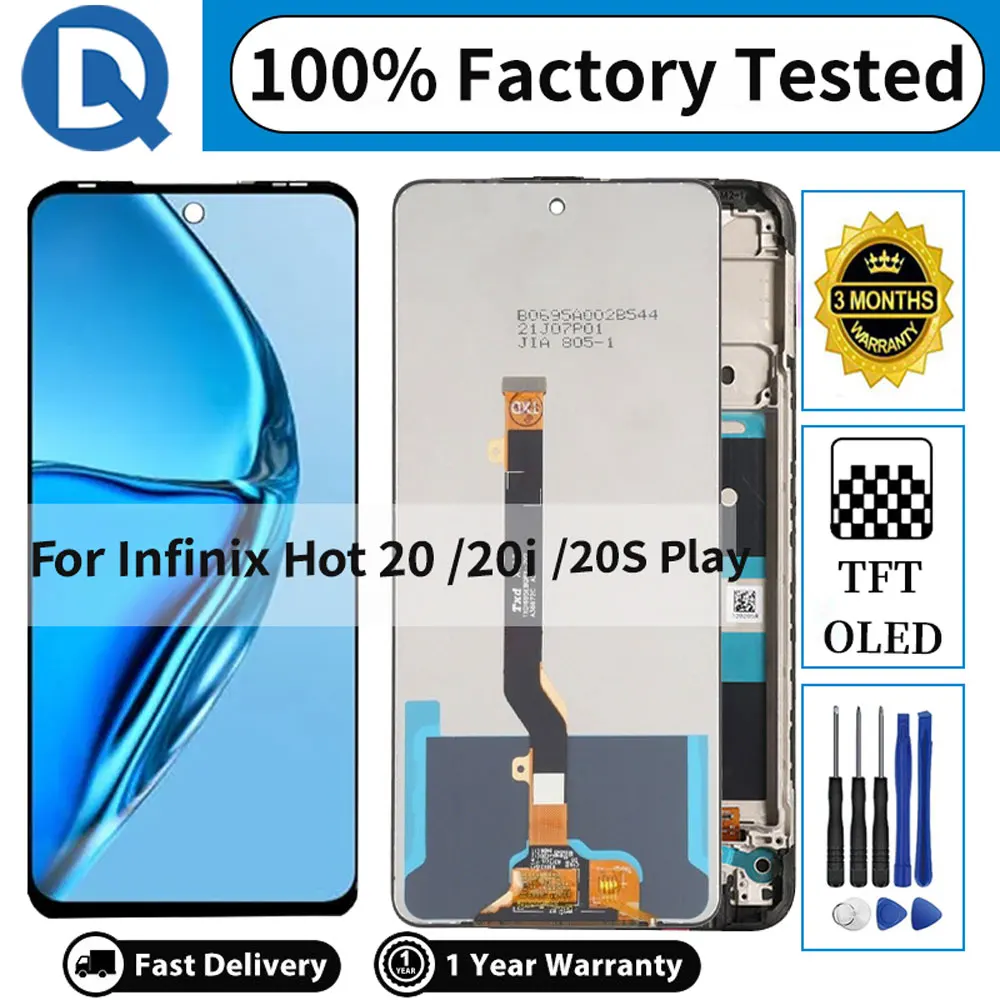 

Factory Original Display for Infinix Hot 20 / 20i / 20S, Touch Screen Digitizer Replacement, Quality for Hot 20 Play, 100% Facto