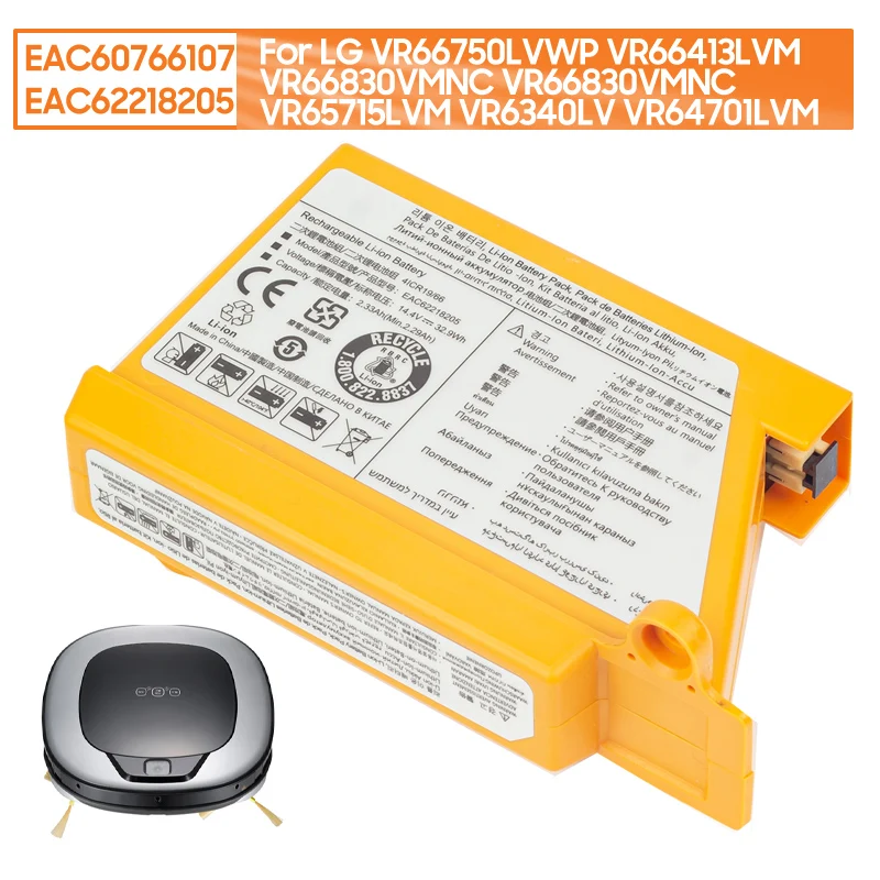 Rechargeable Battery EAC62218205 EAC60766107 For LG VR66830VMNC VR66820VMNC VR65713LVM VR65720LVMP VR65715LVM VR66750LVWP
Rechargeable Battery EAC62218205 EAC60766107 For LG VR66830VMNC VR66820VMNC VR65713LVM VR65720LVMP VR65715LVM VR66750LVWP