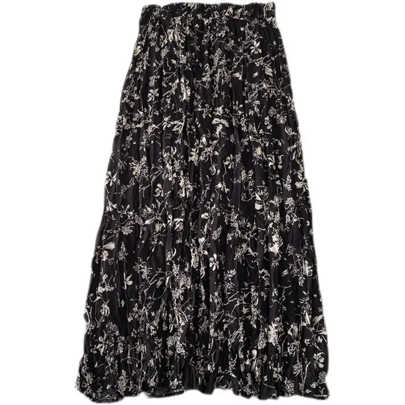 TFETTERS Black Skirt Elastic Waist Retro Floral Pleated Skirt Women Spring Summer 2023 New Korean Casual Joker Slim Long Skirt
TFETTERS Black Skirt Elastic Waist Retro Floral Pleated Skirt Women Spring Summer 2023 New Korean Casual Joker Slim Long Skirt