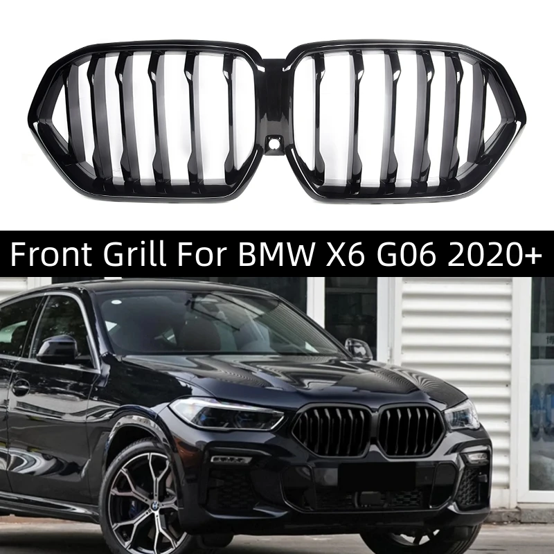 

Gloss Black ABS Front Bumper Kidney Hood Grille For BMW X6 G06 2020 2021 2022 20223 Racing Grills Car Accessories Single Slat