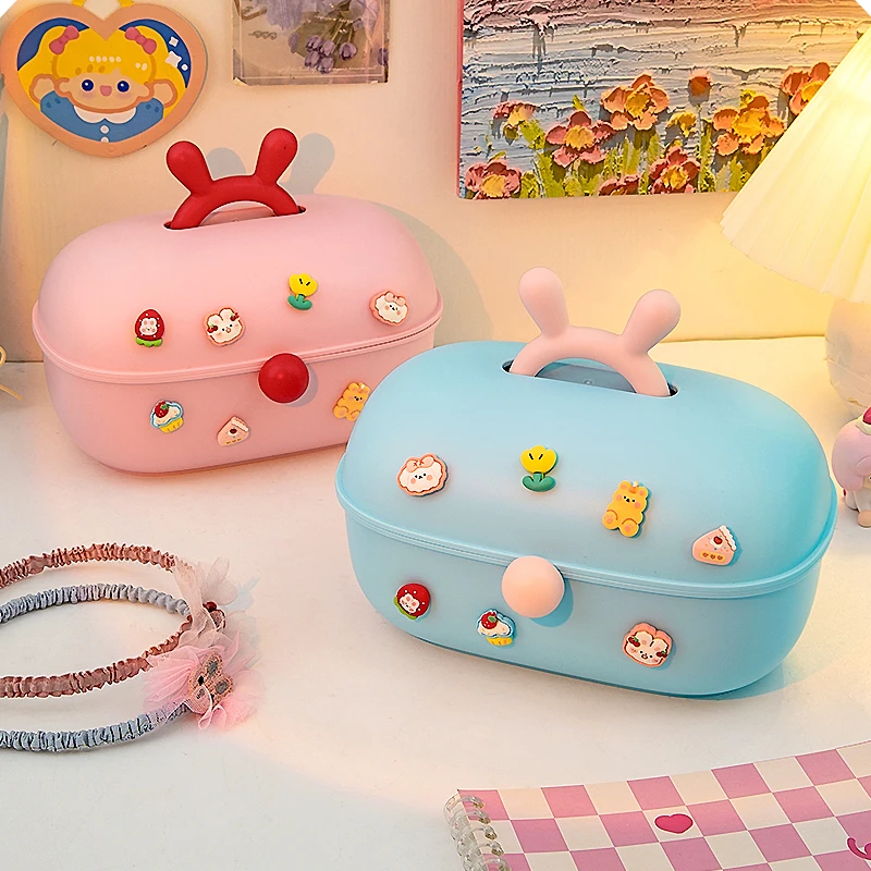 Cute Makeup Hair Accessories Storage Box for Women Girls Desktop Plastic Dust-proof Storage Box Large Capacity Jewelry Box
Cute Makeup Hair Accessories Storage Box for Women Girls Desktop Plastic Dust-proof Storage Box Large Capacity Jewelry Box