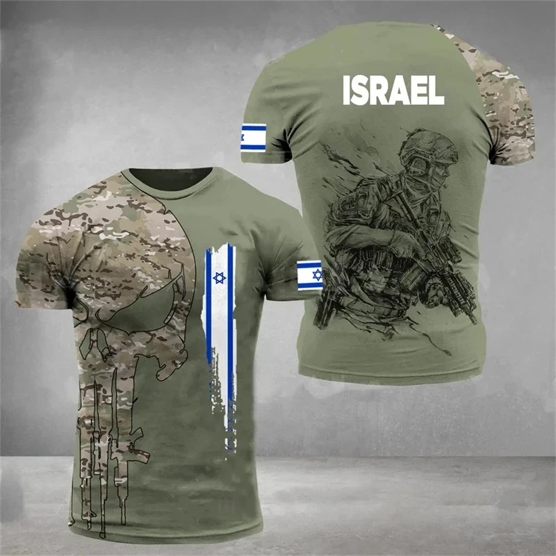 

Israel National Flag Tshirts For Men Army Veteran Tactical Tops Military Camo 3d Printed Israeli Tee Shirt Soldiers Forest Tees