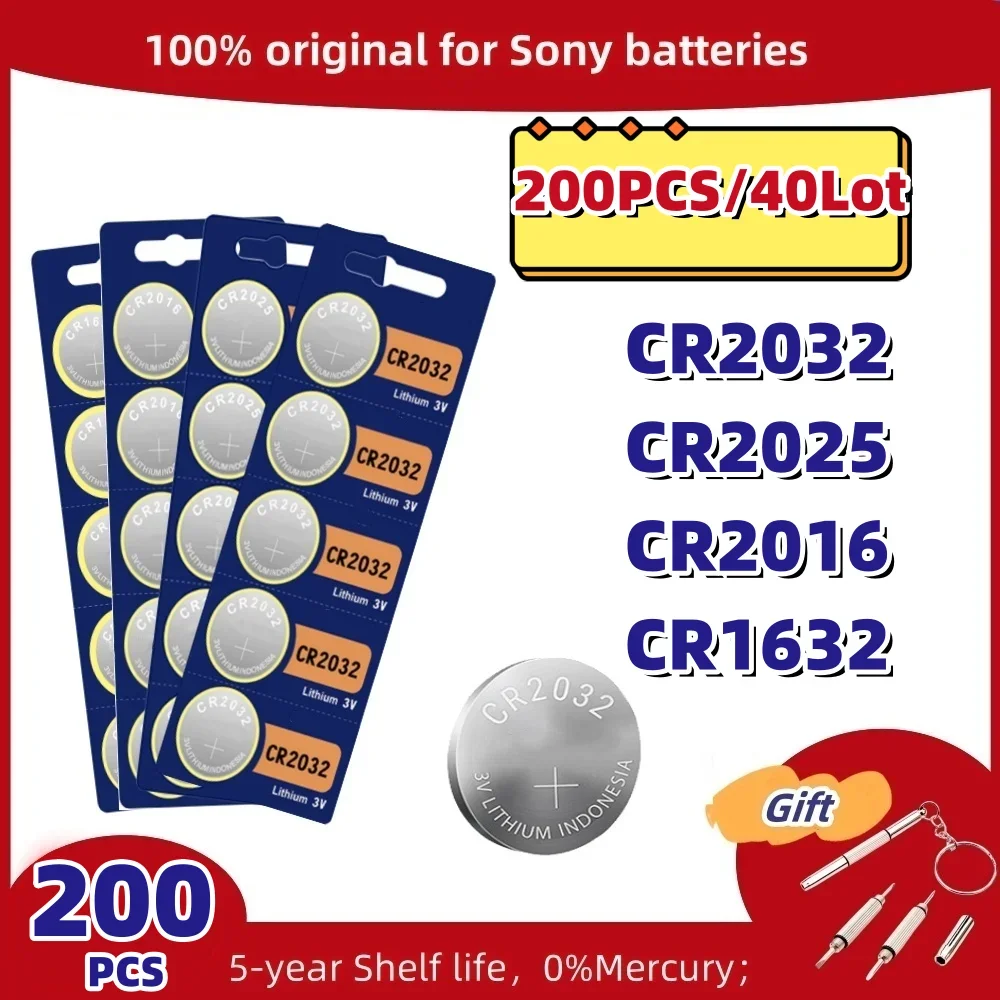 200PCS Original For Sony CR2032 CR2025 CR2016 CR1632 Lithium Battery Watch Calculator Car Key Remote Control Button Coin Cells
200PCS Original For Sony CR2032 CR2025 CR2016 CR1632 Lithium Battery Watch Calculator Car Key Remote Control Button Coin Cells